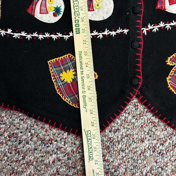 VTG Victoria Jones Women Black Embellished Christmas Full Zip Sweater Vest 2X - Picture 13 of 13